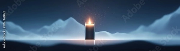 Fototapeta A glowing futuristic beauty display for a techforward cosmetic brand