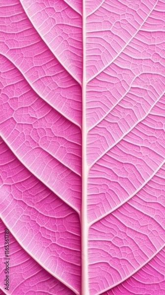 Fototapeta Close up of a pink  leaf with veins texture background.wallpaper microscopic leaf with vein structure.