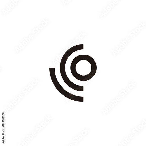 Fototapeta Letter L, C and O circle round geometric symbol simple logo vector