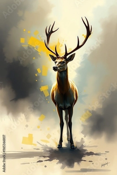 Obraz deer in the sunset
