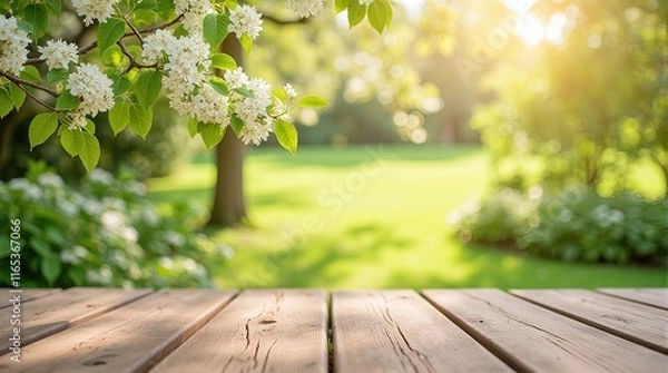 Fototapeta Spring Blossoms Over Wooden Table