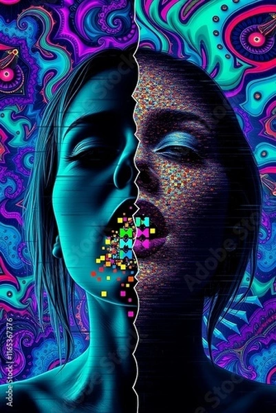 Obraz portrait of a woman with feathers