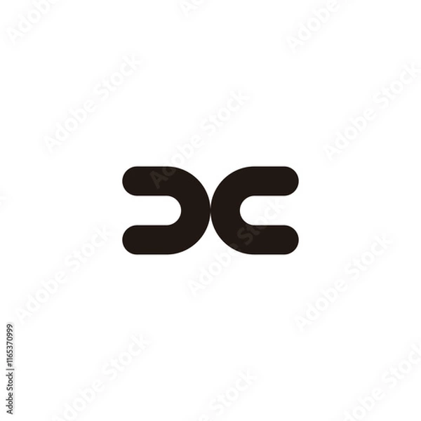 Fototapeta Letter DC curves geometric symbol simple logo vector