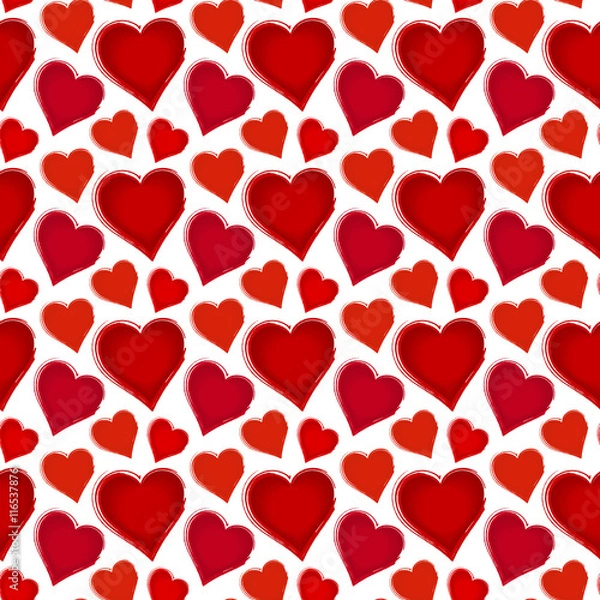 Fototapeta Seamless pattern with red hearts.