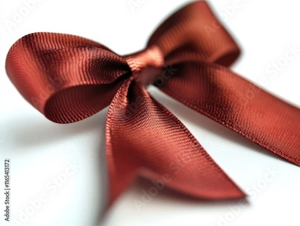 Fototapeta A close-up of a decorative red ribbon bow, suitable for gifts and crafts.