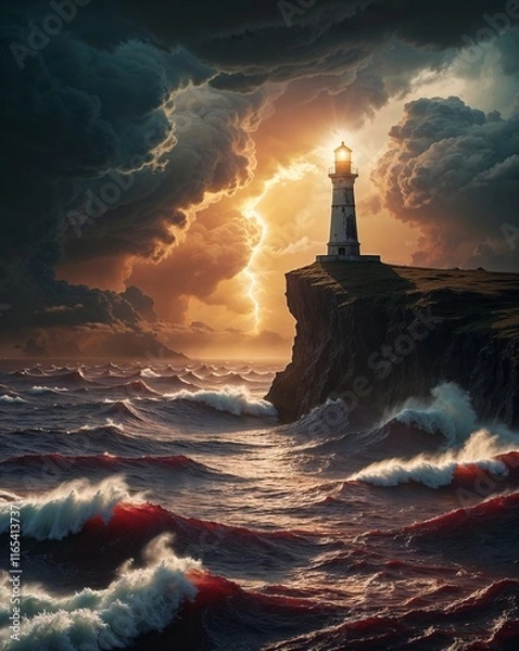Obraz Beacon of Resilience: Lighthouse Amid the Storm