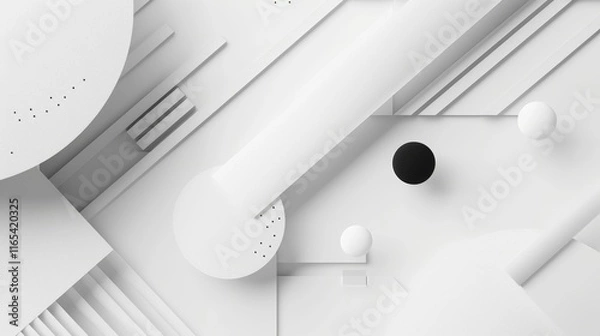 Fototapeta Modern abstract background featuring a dynamic composition of geometric shapes in black and white, creating a visually striking design