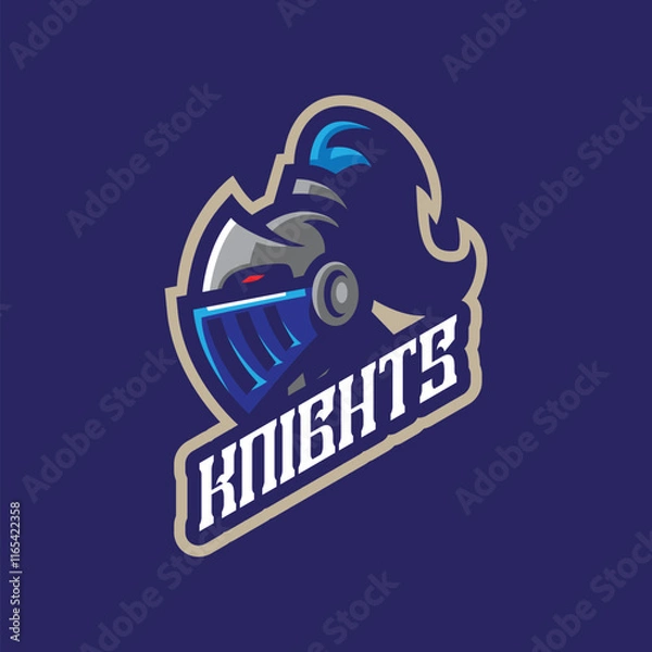 Obraz Knight mascot logo design with modern illustration concept style for badge, emblem and t shirt printing. Knight head illustration.