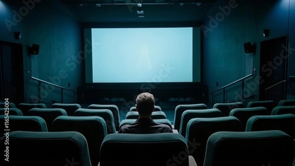 Fototapeta Empty cinema screen with audience.