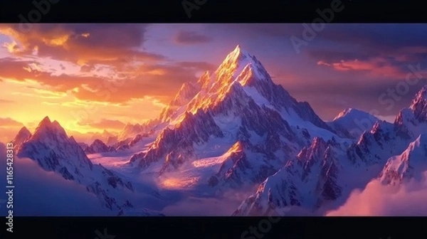 Fototapeta Twilight over Majestic Peaks - Generative AI