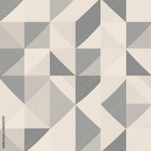 Obraz Geometric Seamless Pattern:  A minimalist abstract background with a seamless pattern of geometric shapes in shades of gray and beige.  Perfect for modern design projects, presentations, websites.