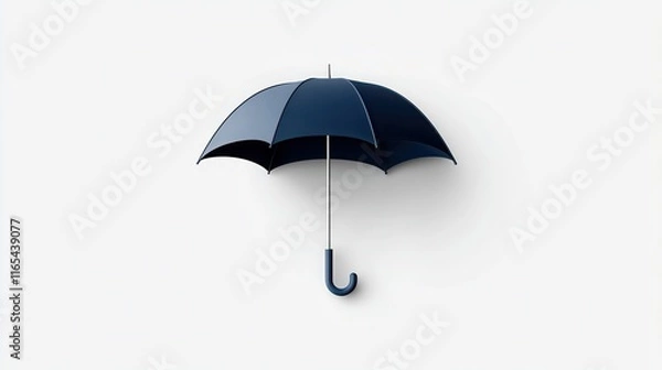 Obraz Minimalist umbrella icon with a sleek arching canopy and handle on a white background, symbolizing rain