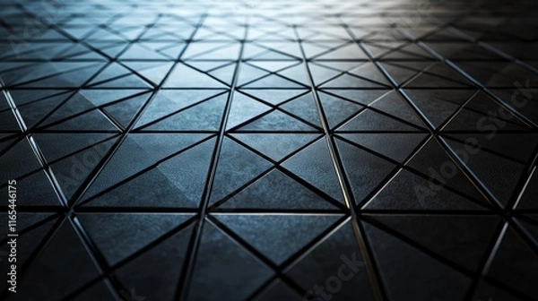 Fototapeta Dark Blue Triangular Pattern Background Texture  Abstract Polygonal Design  Geometric Shap