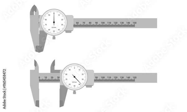 Obraz Dial vernier caliper. Vector illustration isolated on white