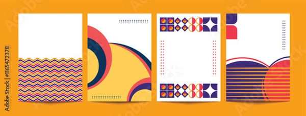 Fototapeta Abstract Flat geometric background, Set of abstract covers backgrounds