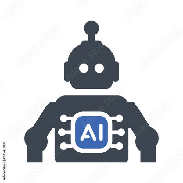 Fototapeta Ai robot process icon