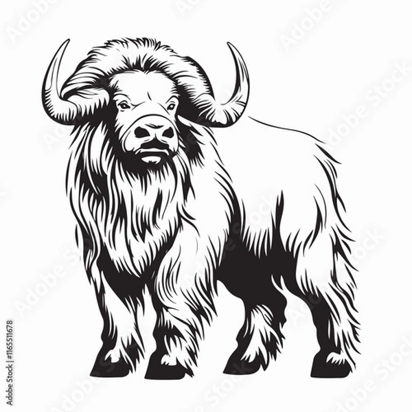Fototapeta Muskox vector image. Muskox Vector Illustration Isolated On White Background