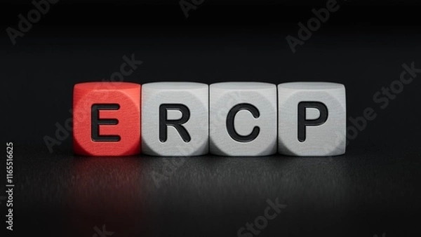 Fototapeta word ercp is made of wooden. medical concept of treatment, prevention and side effects.close up of wooden elements,Business Concept.3D rendering on black background.