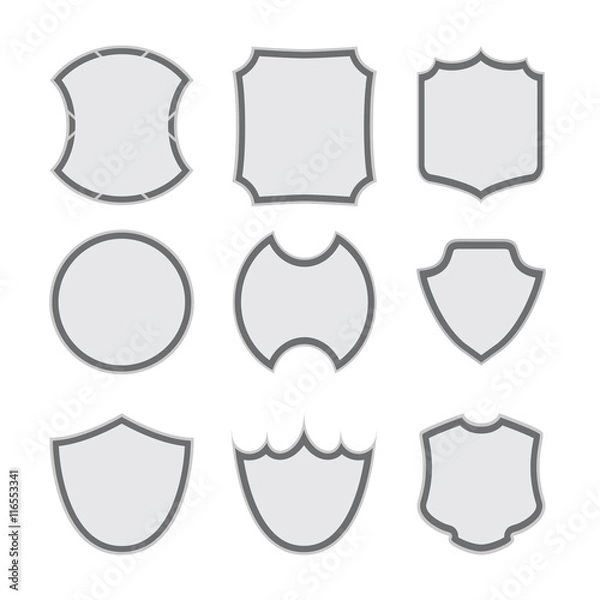Fototapeta set of different shield shapes icons