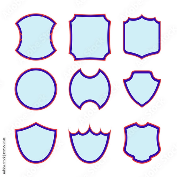 Fototapeta  set of different blue-and-red shields icon