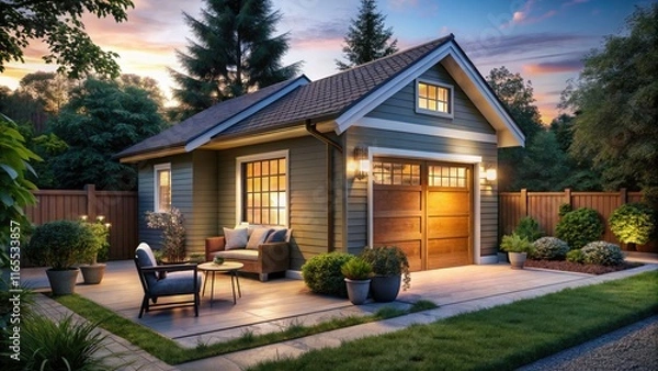Fototapeta Cozy Garage ADU: Suburban Accessory Dwelling Unit