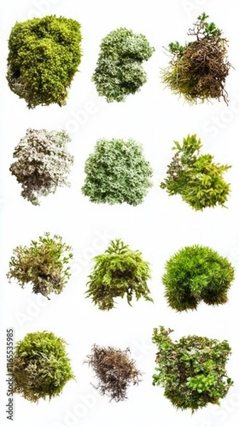 Fototapeta A Diverse Collection of Exquisite Mosses and Lichens, Capturing the Essence of Nature's Subtle Beauty