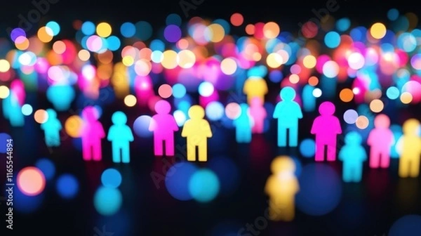 Fototapeta Diverse crowd gathers for public event, creating sense of community and shared experience