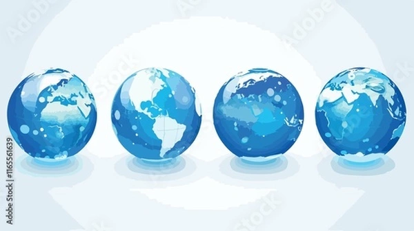 Obraz Blue Globe Map Vector Cartoon Style