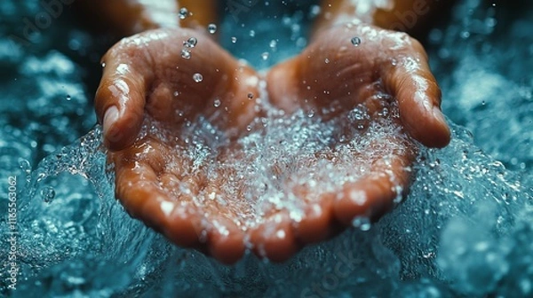 Fototapeta Refreshing hands under flowing water