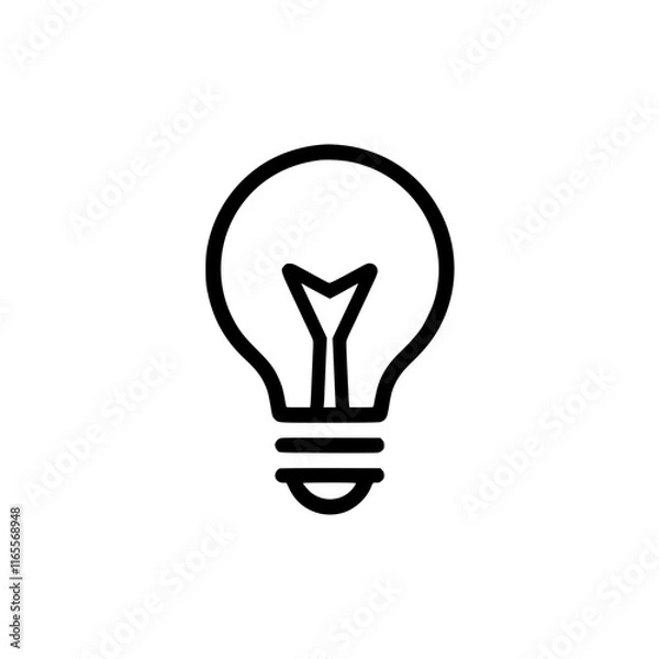 Fototapeta Simple line art illustration of a light bulb, symbolizing ideas, innovation, and solutions. Perfect for websites, presentations, or any project needing a creative spark.