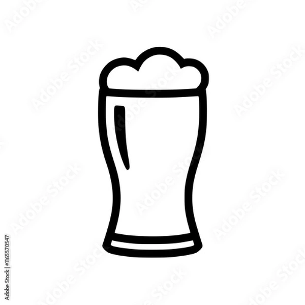 Fototapeta A pint glass filled with a frothy beverage. Perfect for representing pubs, breweries, or any refreshing drink.