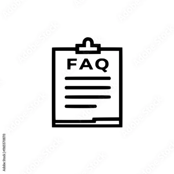 Fototapeta FAQ document icon.  A simple, clean graphic representing a frequently asked questions page or section. Ideal for websites and help sections.