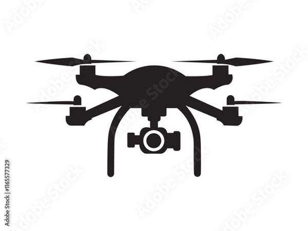 Fototapeta Drone icon, drone quadcopter with action camera, Photo and video drone icon. Drone silhouette icon, Vector drones icon symbol design