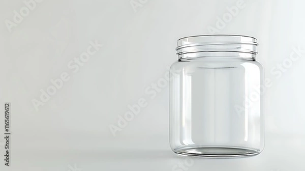 Fototapeta A classic clear glass jar on the beautifull empty background .