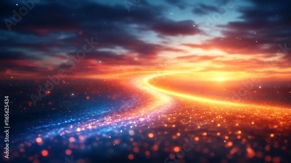 Fototapeta Glowing Path Leading Towards Sunset Sky