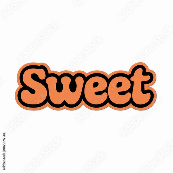 Fototapeta sticker, A 3D rendered sticker featuring the word "sweet," ideal for use in design projects or branding materials.