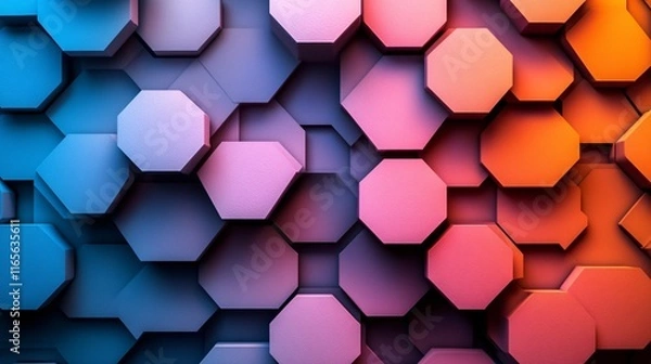 Fototapeta Dynamic geometric abstract background colorful hexagons modern design digital art