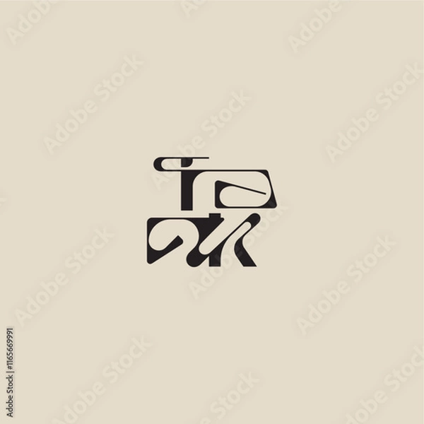Fototapeta elegant initial logo bold style and luxury concept TK curved typography monogram letter