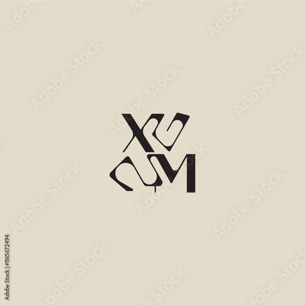 Fototapeta XM letter bold style and luxury concept curved typography monogram elegant initial logo