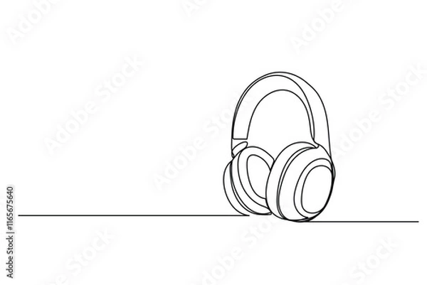 Fototapeta Stylish Continuous Line Drawing of Headphones