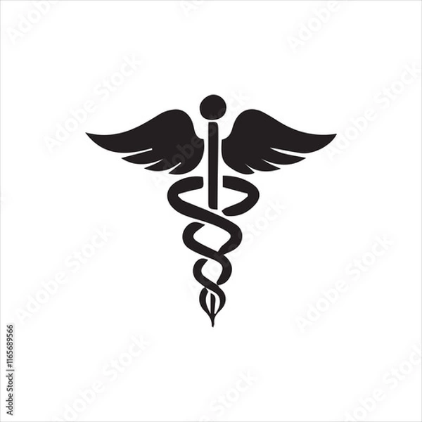 Obraz caduceus medical symbol on white background