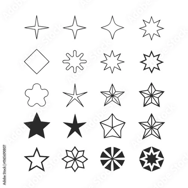 Fototapeta Minimalist Star Icon Bundle Vector Set.