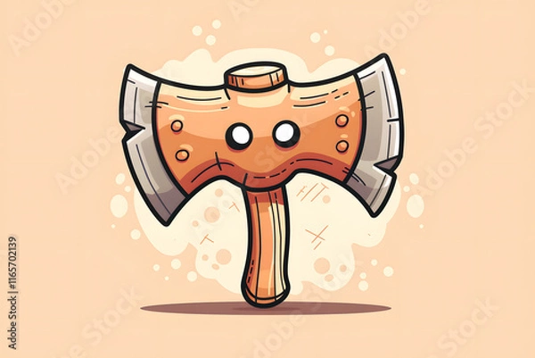 Fototapeta Cartoon Style Axe Illustration With a Playful Design