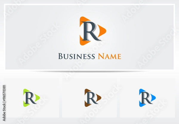 Fototapeta Play triangle letter logo