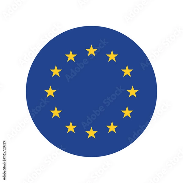 Fototapeta vector European Union Flag icon. Round flag of European Union on White Background.