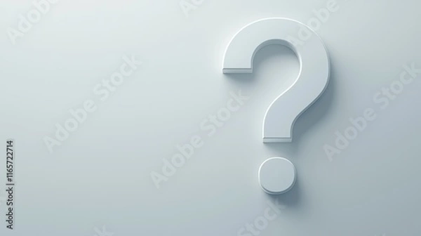 Obraz Subtle light gray question mark with shadow against a soft background for inquiry and curiosity representation