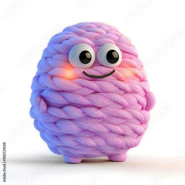 Fototapeta Pink stuffed animal with a big smile on its face