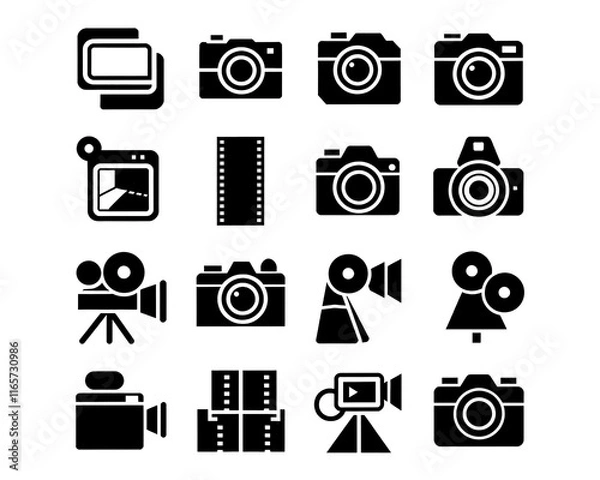 Fototapeta Camera or photography icons set vector illustration isolated on white background