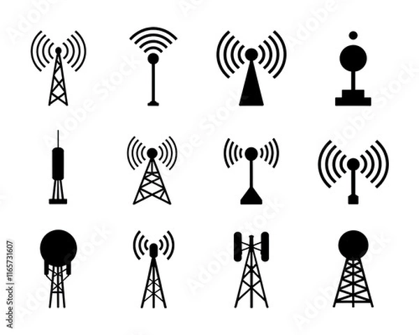 Obraz Antena icons set vector illustration isolated on white background