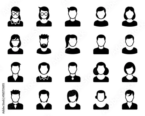 Obraz People avatar profile icons set vector illustration isolated on white background
